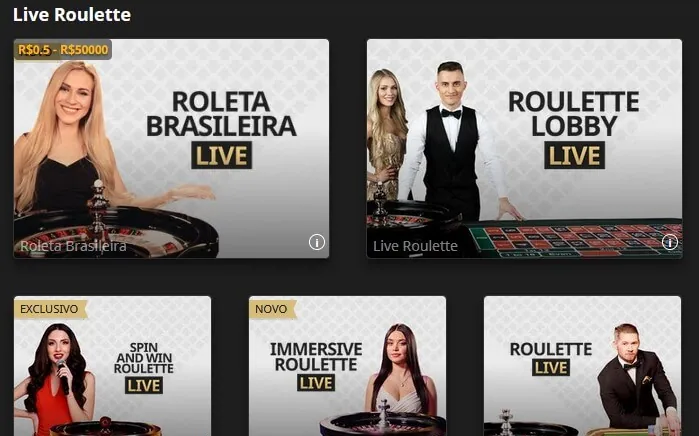 Interface da Betfair mostrando a seção de Roleta ao Vivo com vários jogos e dealers.